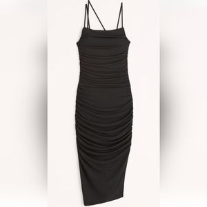 Abercrombie & Fitch Asymmetrical Strappy Ruched Midi Dress